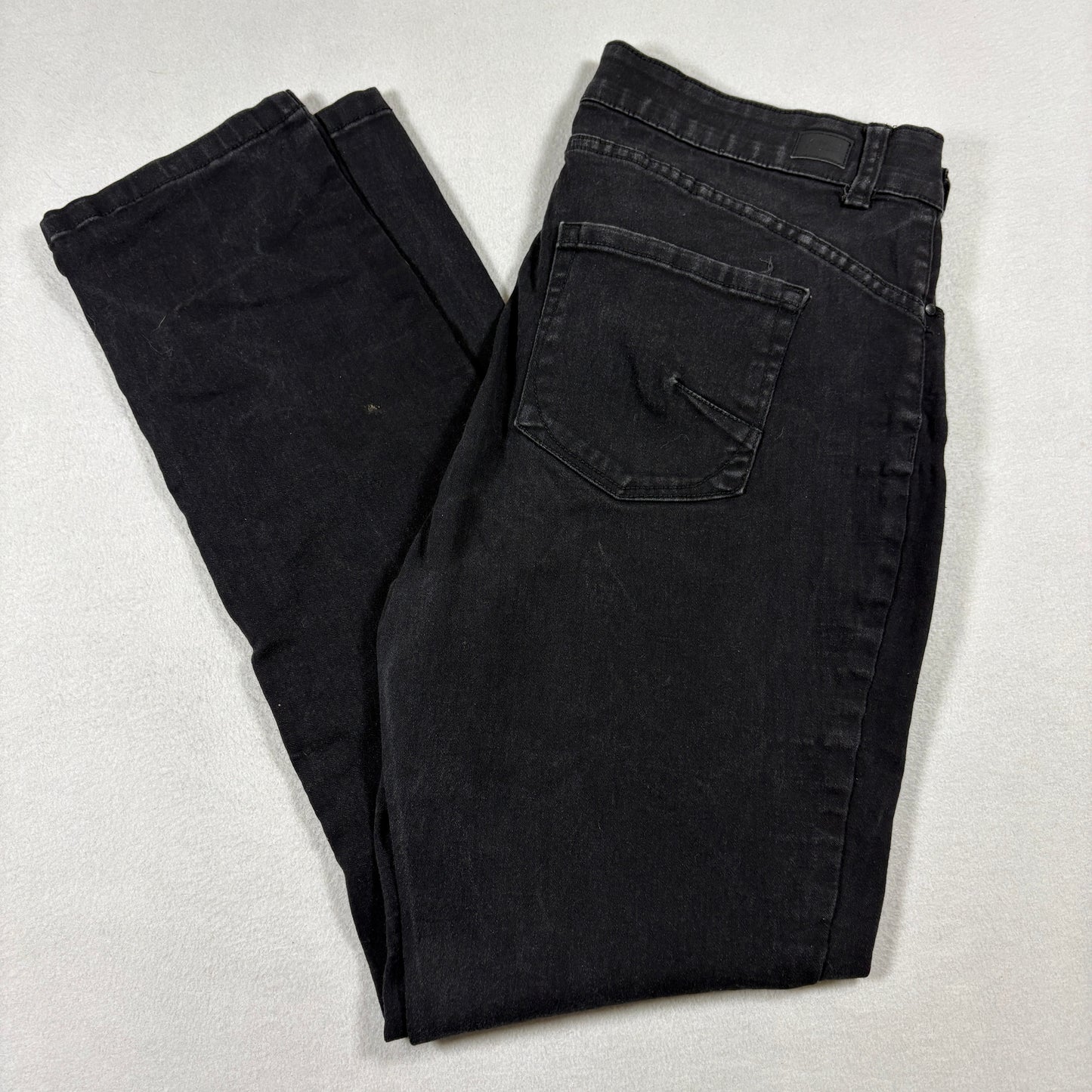 Jones New York Womens Black Denim Stretch Skinny Jeans Size 14 Mid Rise Classic