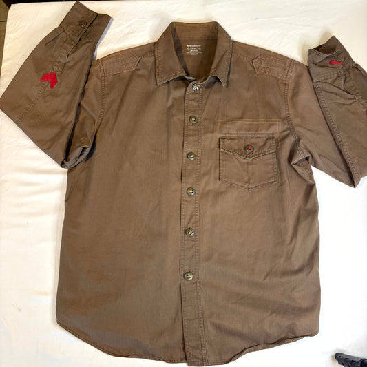 No Boundaries Men’s Brown Button Front Shirt XL 46/48 Cotton Casual Workwear