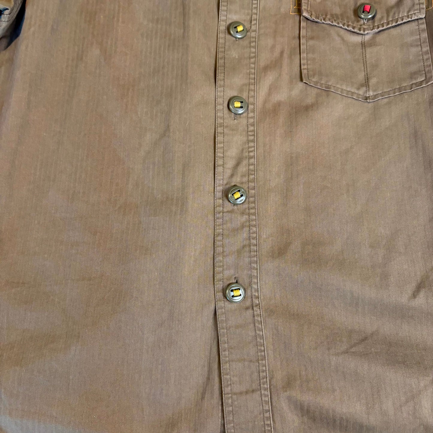 No Boundaries Men’s Brown Button Front Shirt XL 46/48 Cotton Casual Workwear