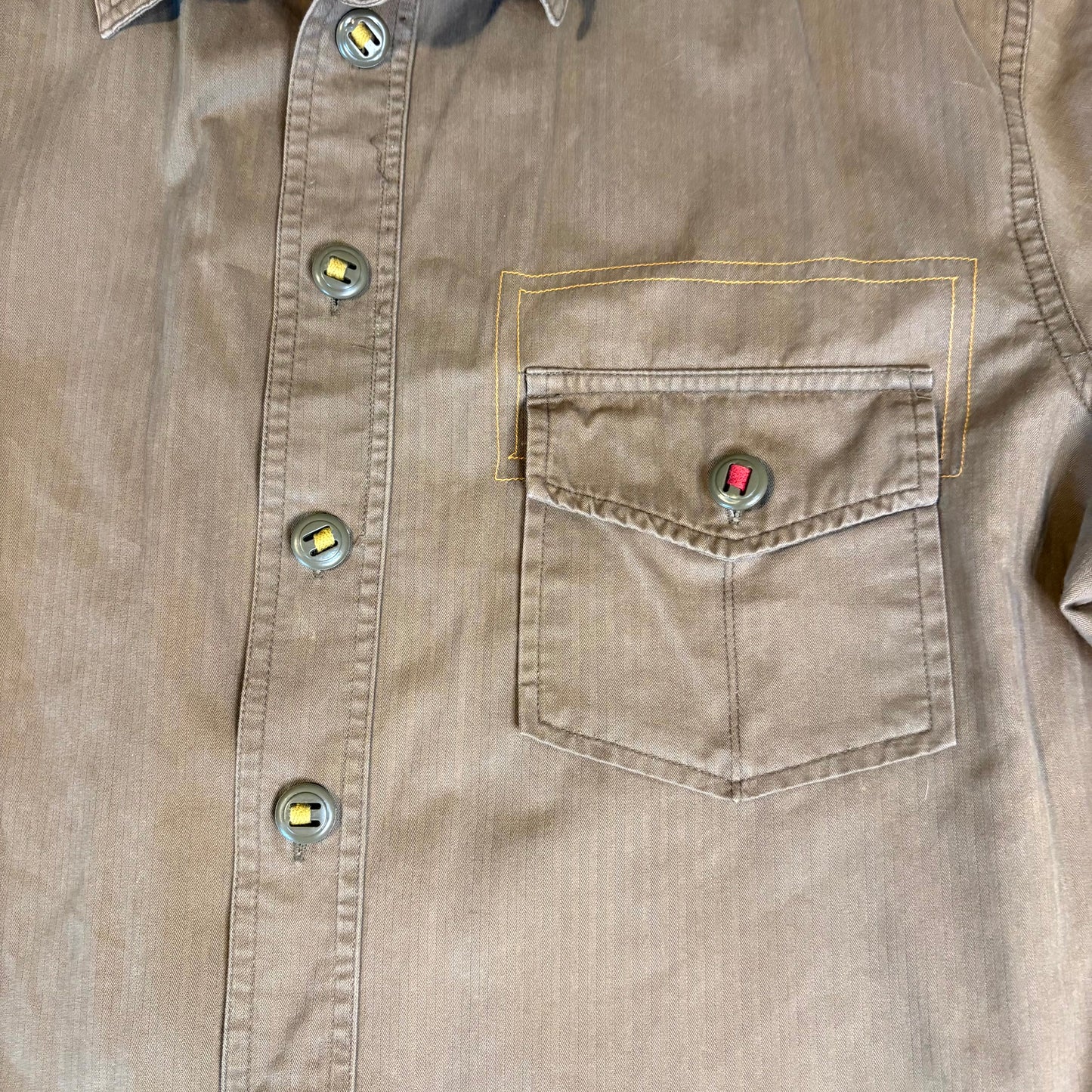 No Boundaries Men’s Brown Button Front Shirt XL 46/48 Cotton Casual Workwear