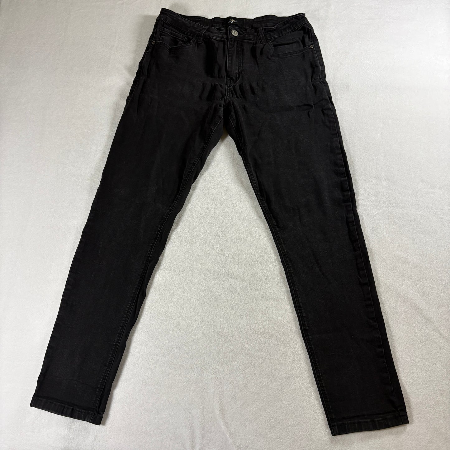 ZLZ Denim Black Skinny Jeans Mens 32x32 Slim Fit Streetwear Y2K Goth