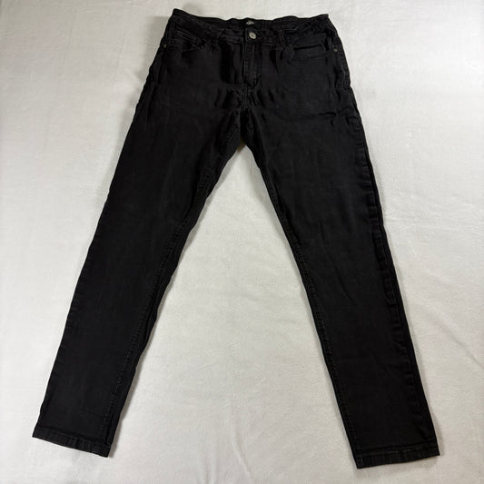 ZLZ Denim Black Skinny Jeans Mens 32x32 Slim Fit Streetwear Y2K Goth
