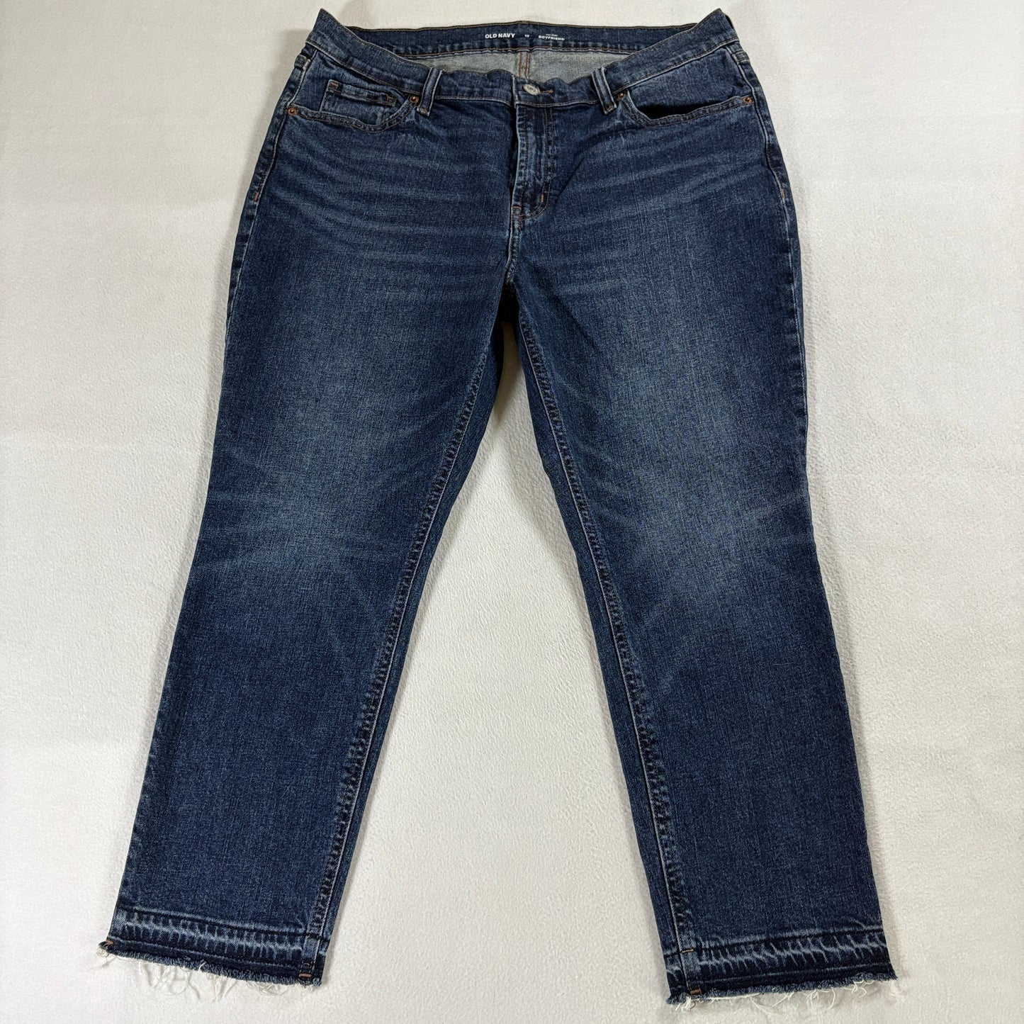 Boyfriend Jeans Mid Rise Old Navy Tag 12 Fits Like 34X24 Distressed Raw Hem