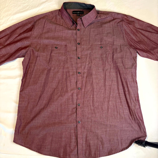 Beverly Hills Polo Club Men’s Red Button Front Shirt 2XLB Cotton Blend Casual