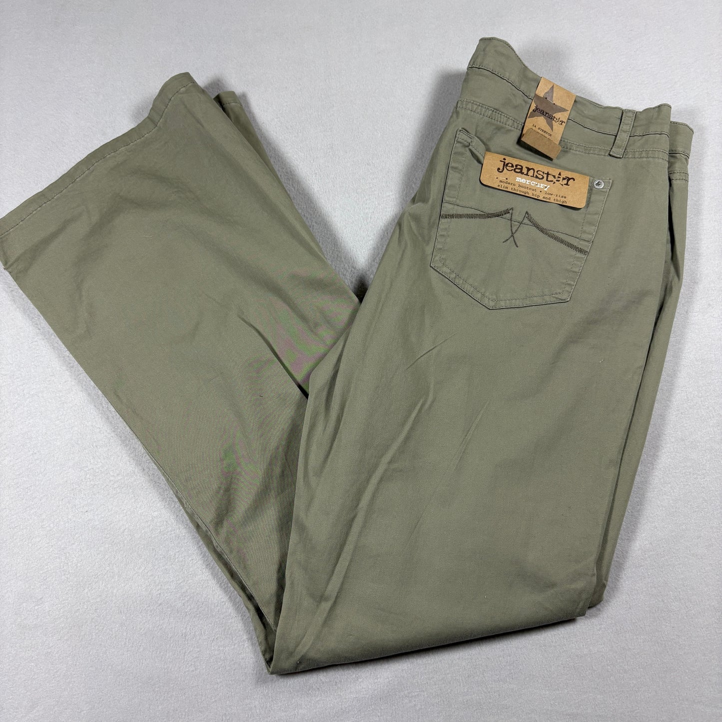 Jeanstar Womens Khaki Stretch Bootcut Pants Size 14 NWT Cotton Blend Casual