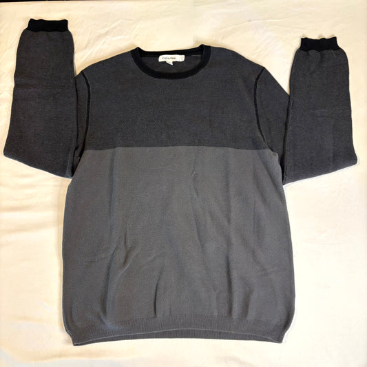 Calvin Klein Men’s Two-Tone Gray Crewneck Sweater L – Charcoal/Graphite Knit