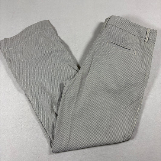 Faded Glory Womens Navy Stripe Stretch Straight Pants Size 14 Average Cotton