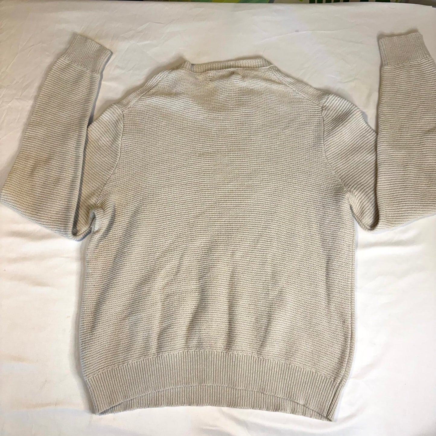 Banana Republic Men’s Linen Blend Sweater Size L Beige Crewneck Pullover Knit