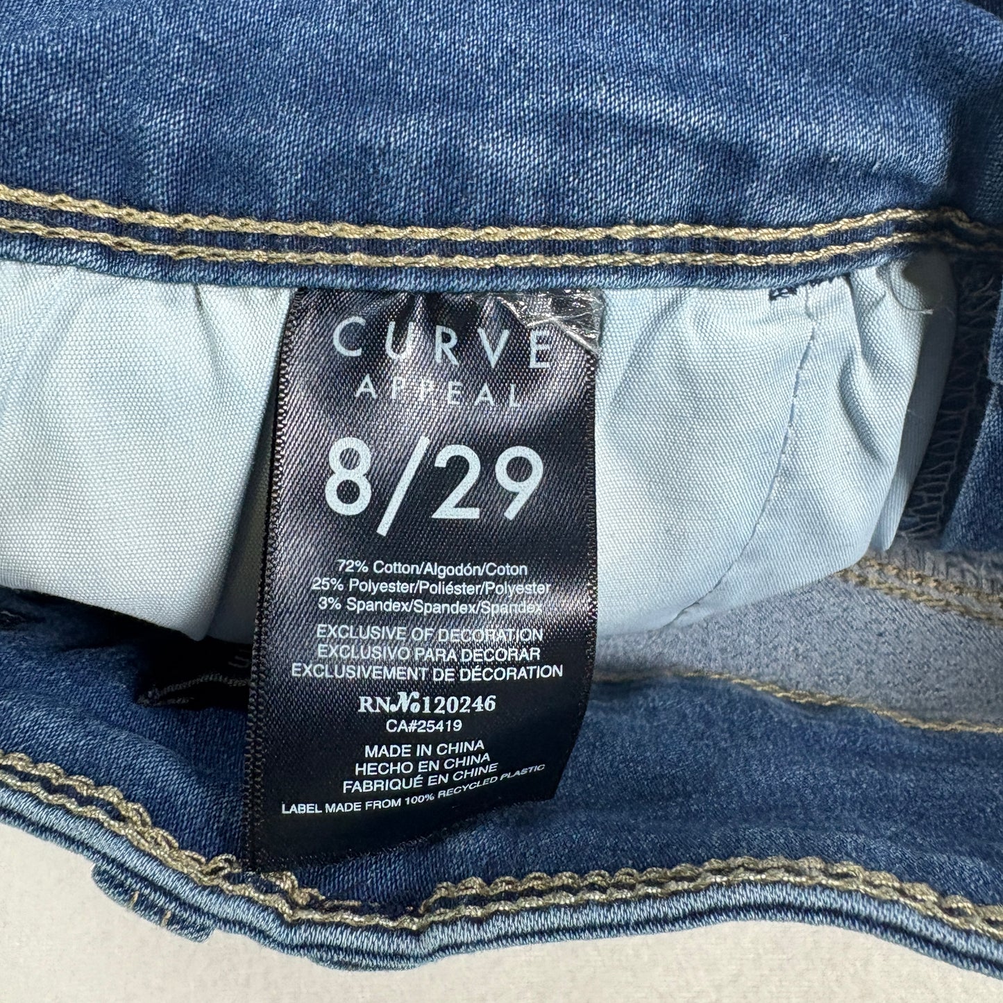 Curve Appeal Womens Jeans Size 8/29 High Rise Skinny Blue Denim Stretch Y2K