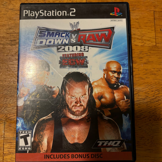 WWF SmackDown Vs Raw 2008 PS2 Game Complete With Bonus Disc Tested Authentic US