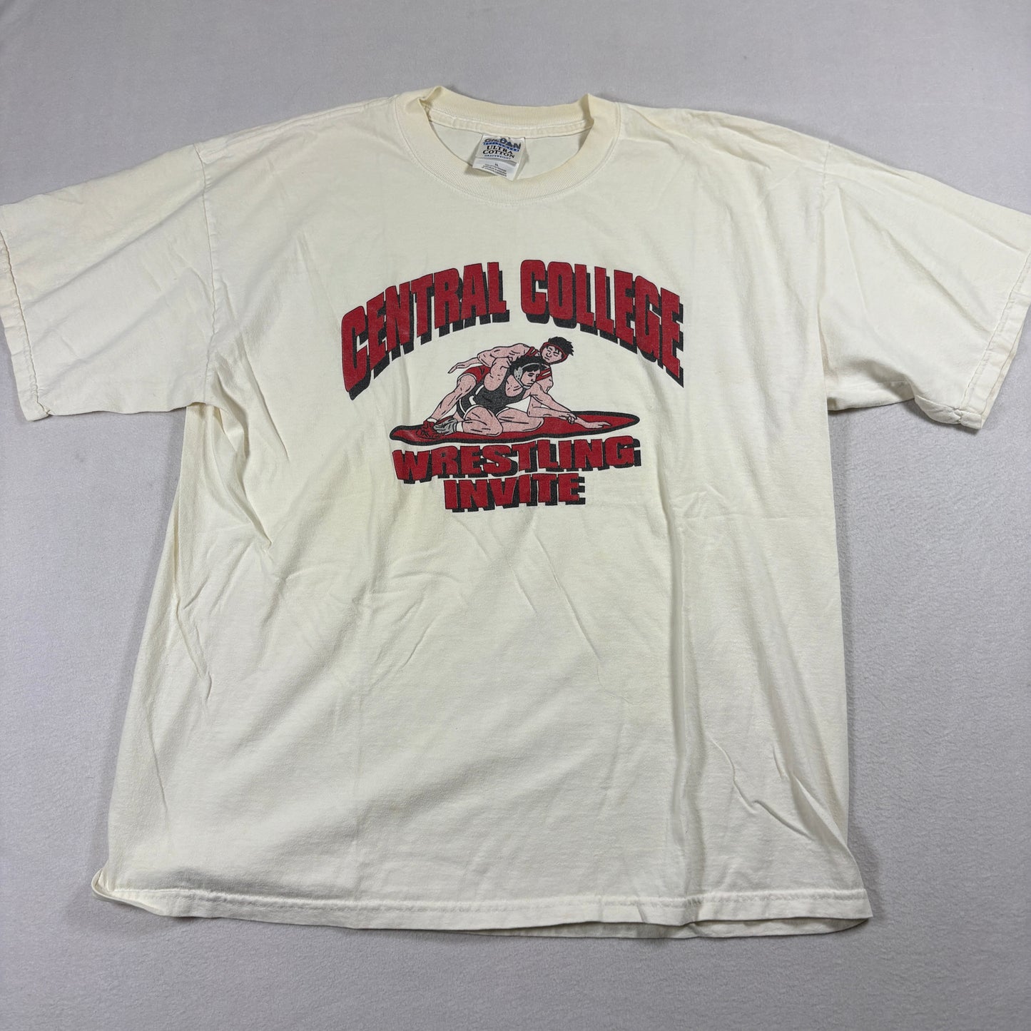 Mens XL Tshirt Central College Wrestling Invite Graphic T Shirt Vintage