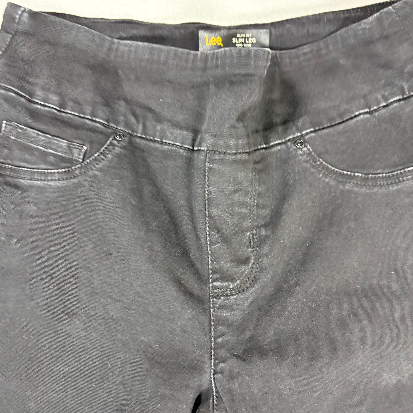 Lee Womens Jeans Size 8 Short Mid Rise Slim Leg Black Denim Sculpting Stretch Y2K