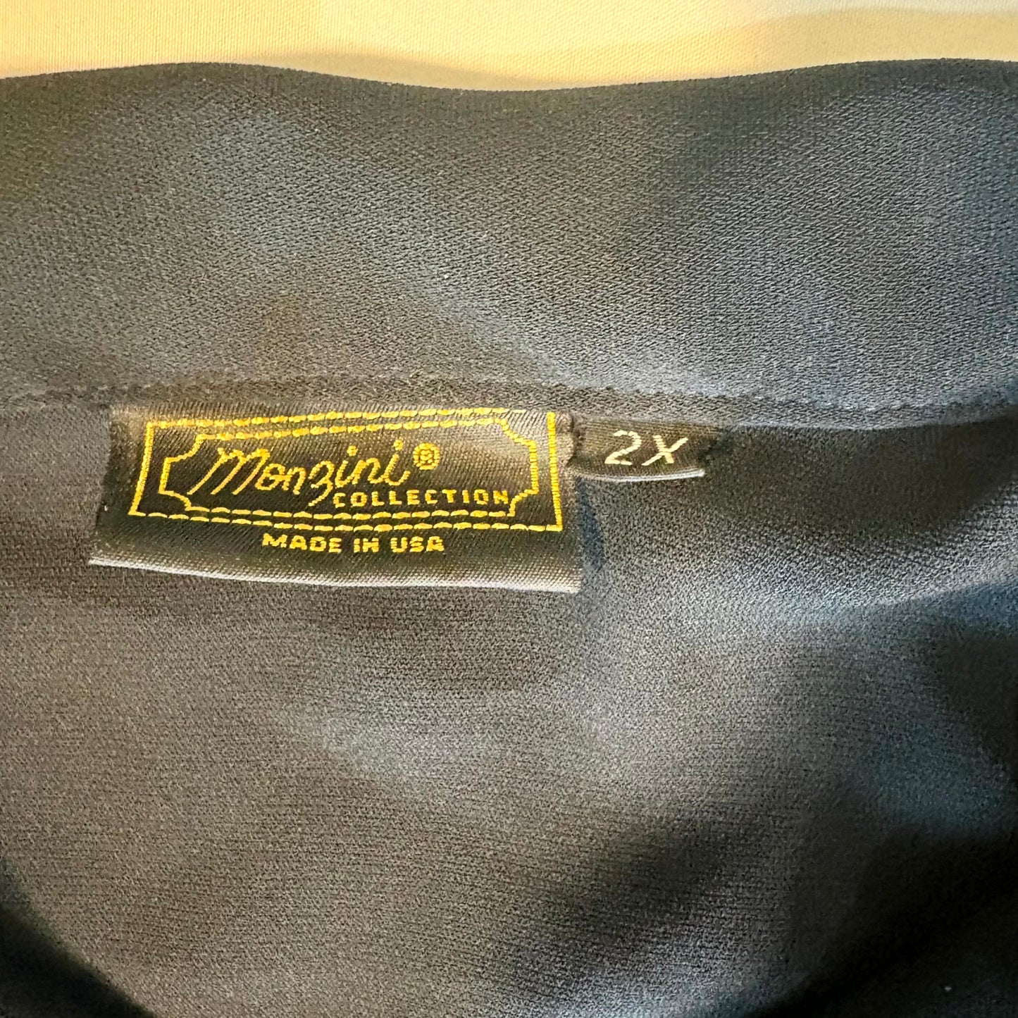 Monzini Collection Men’s Black Button Front Shirt Size 2X Long Sleeve Made in USA