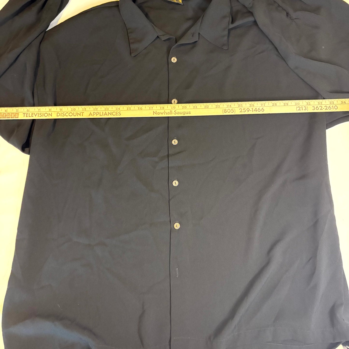 Monzini Collection Men’s Black Button Front Shirt Size 2X Long Sleeve Made in USA