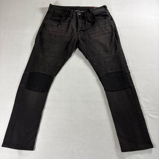 Buffalo David Bitton Black Biker Jeans Mens Slim Moto Stretch Denim 34x32