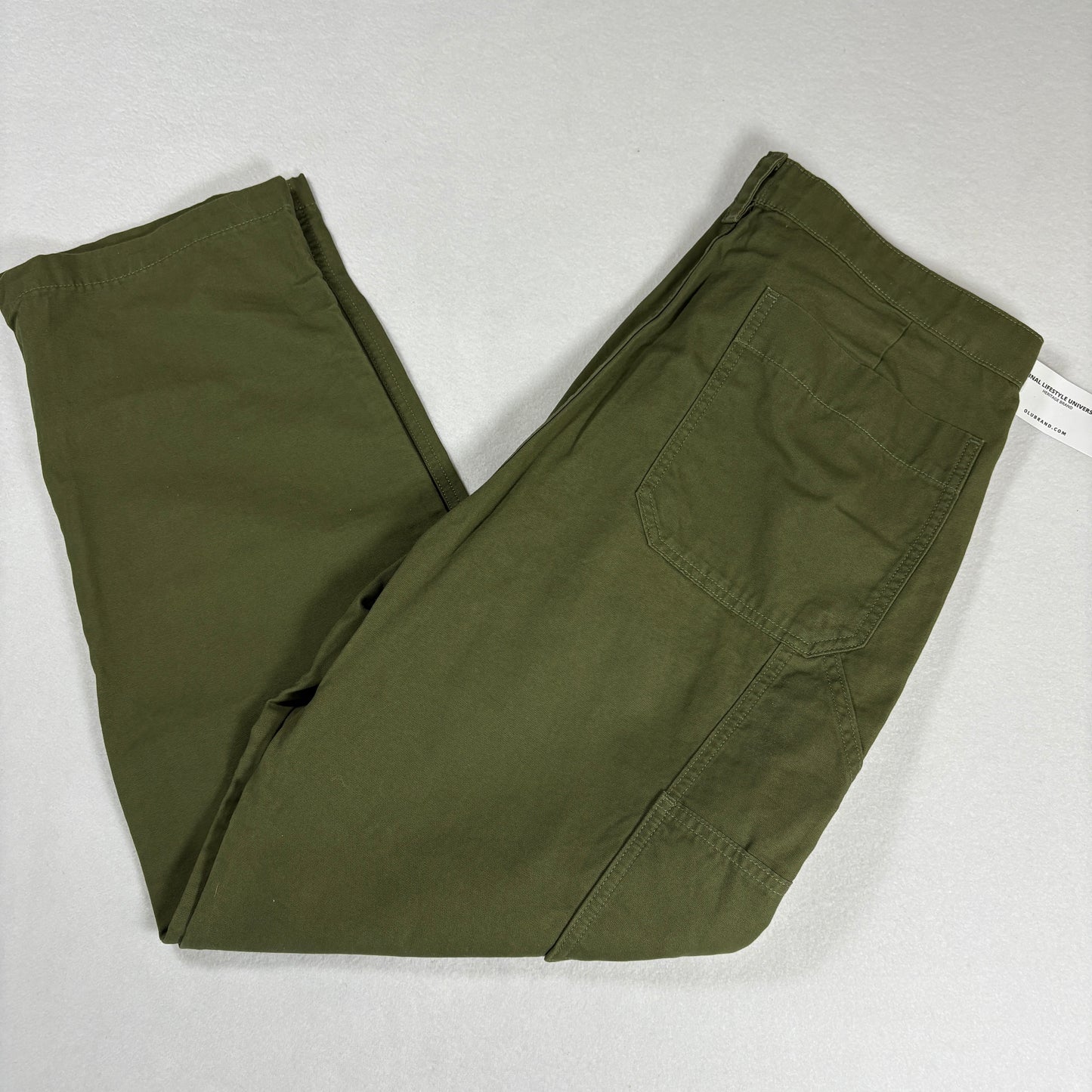 The OLU Brand Mens Pants Olive Green Carpenter Workwear Straight Leg Utility M