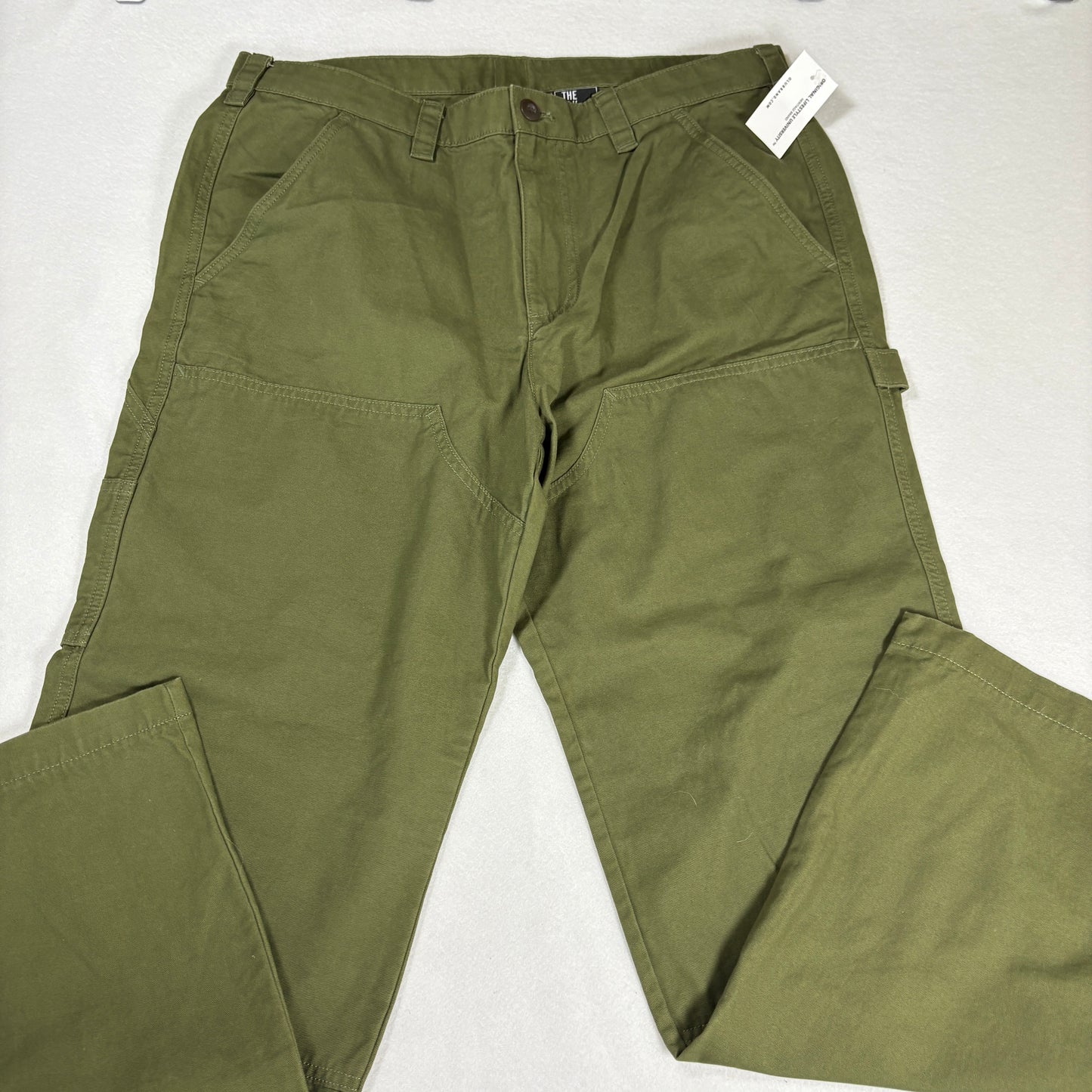 The OLU Brand Mens Pants Olive Green Carpenter Workwear Straight Leg Utility M