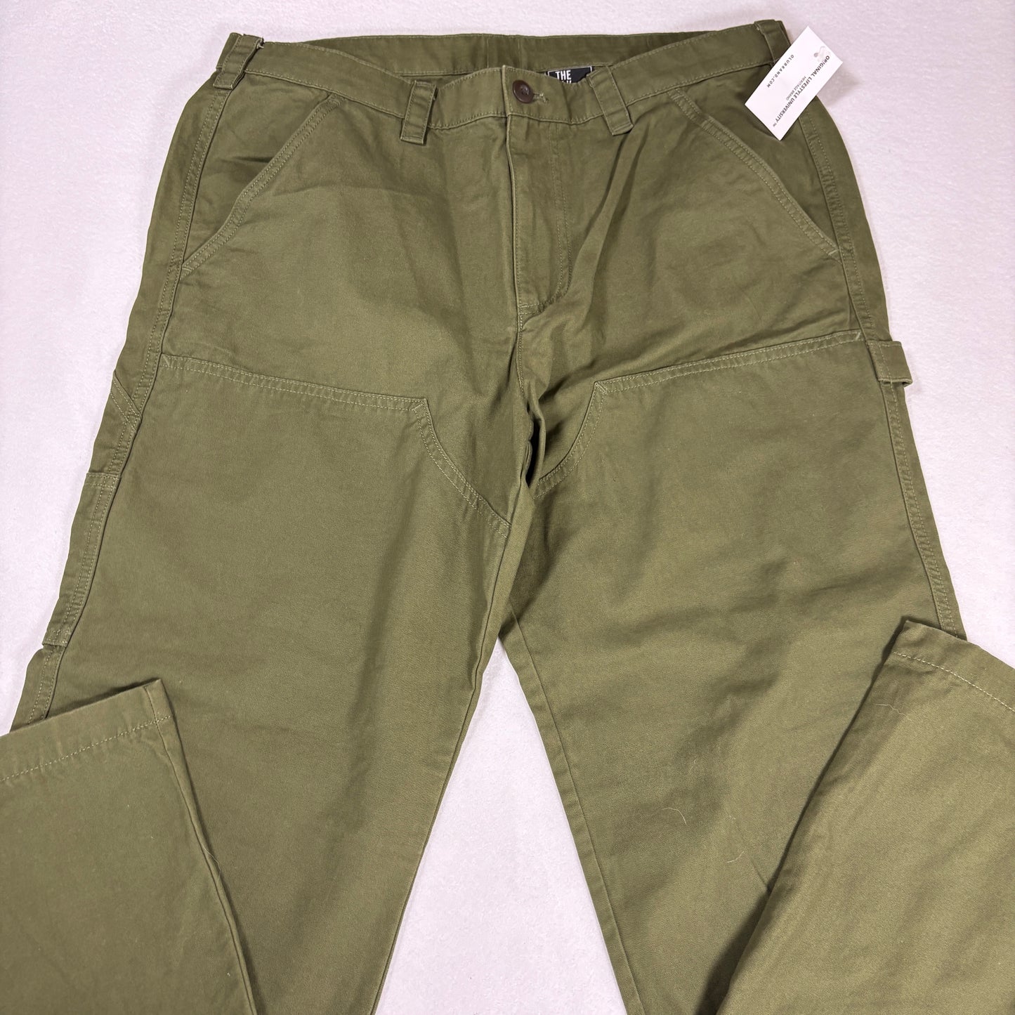 The OLU Brand Mens Pants Olive Green Carpenter Workwear Straight Leg Utility M