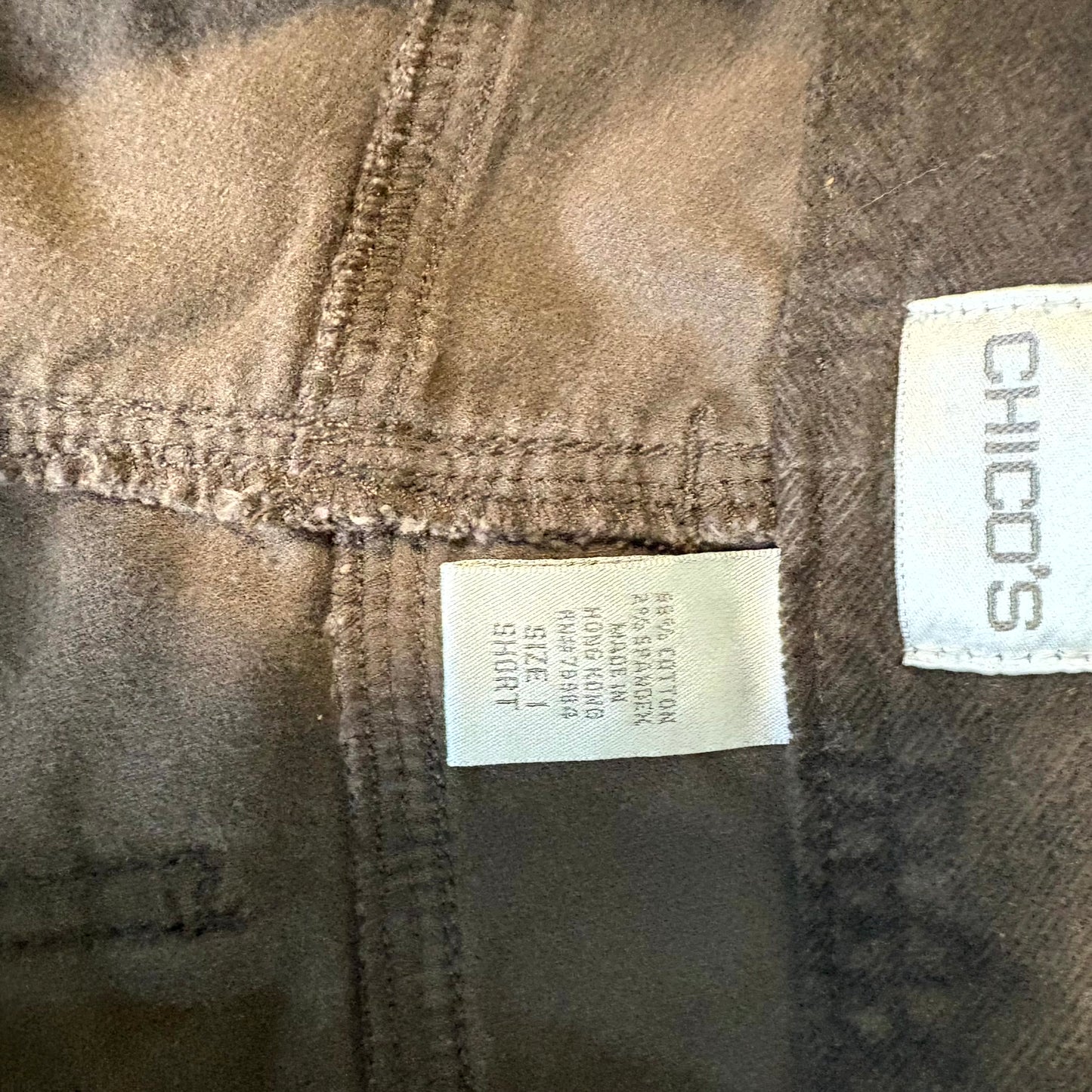 Chico’s Women’s Pants Size 1 Short Brown Straight Leg Stretch Cotton Blend Casual
