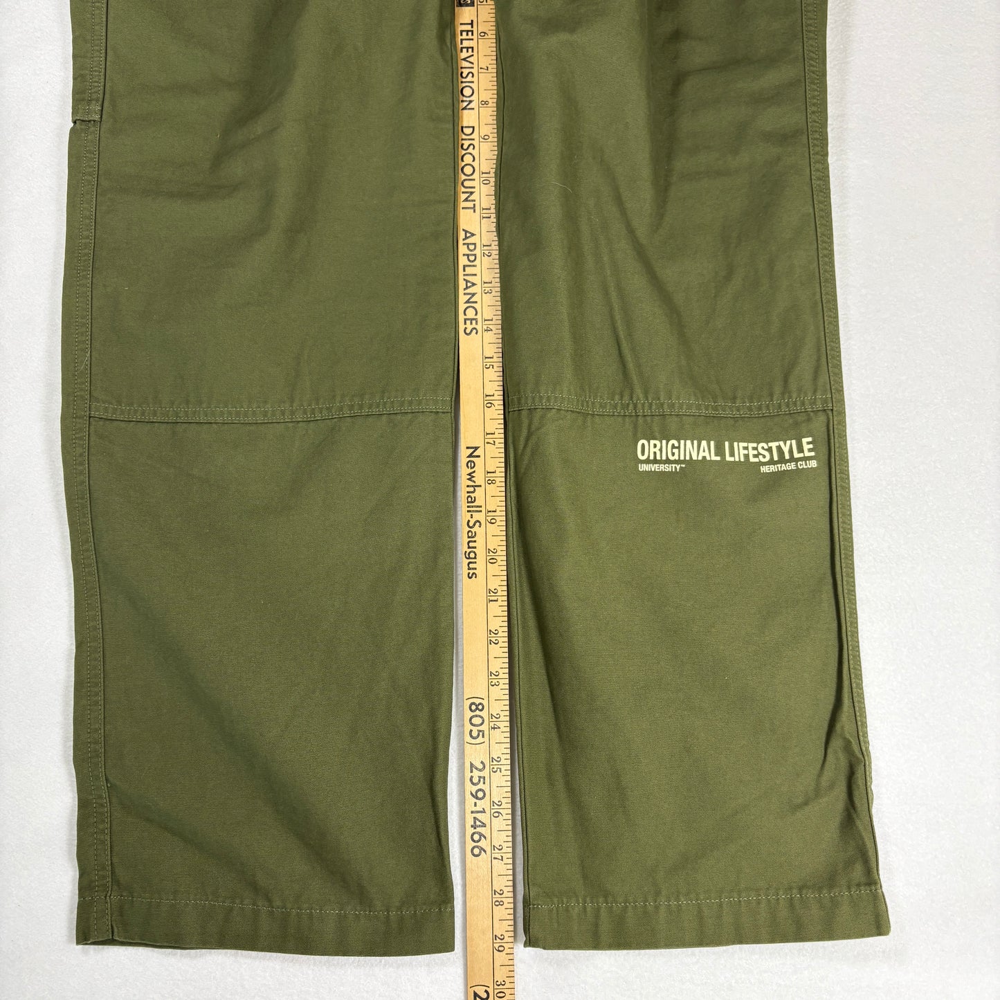 The OLU Brand Mens Pants Olive Green Carpenter Workwear Straight Leg Utility M