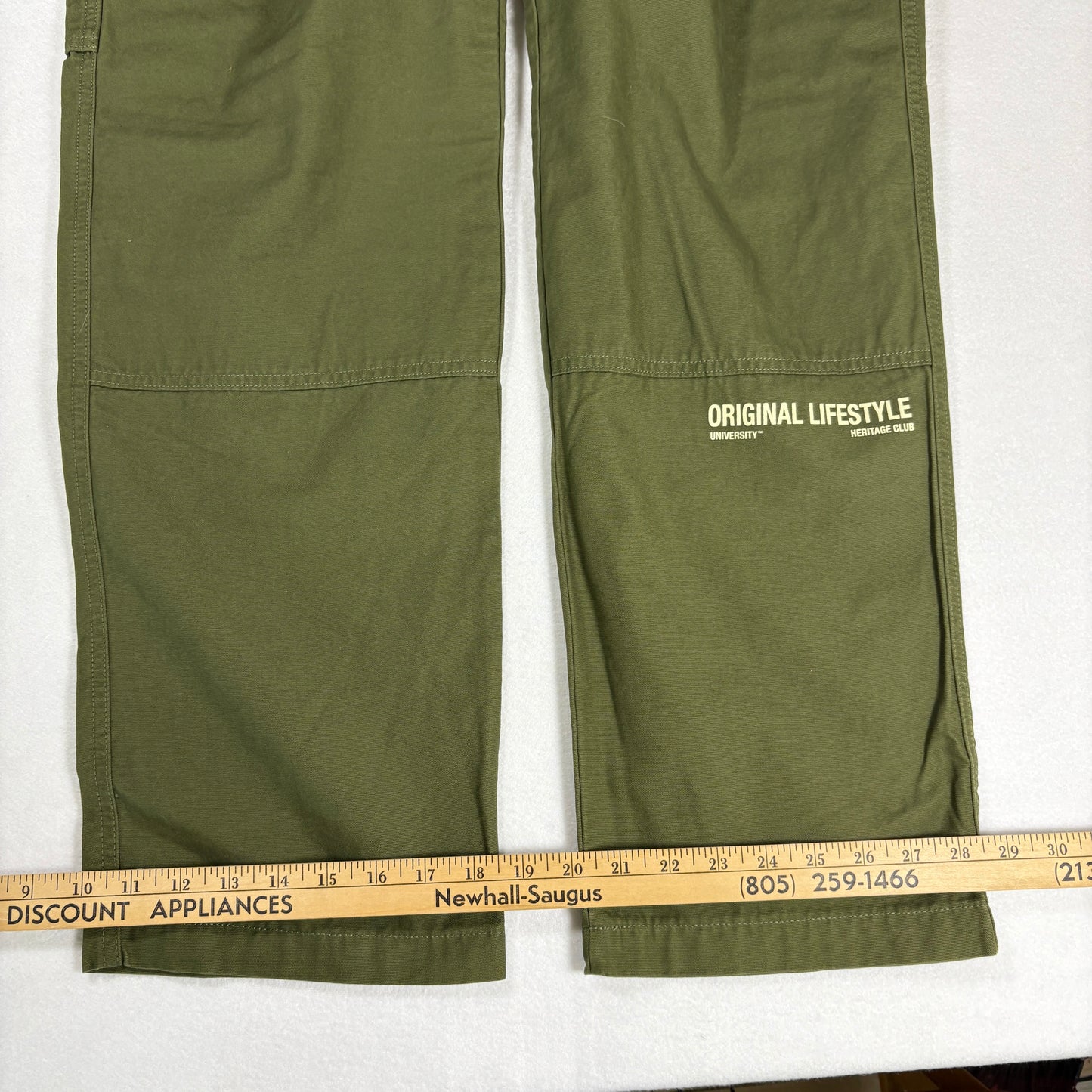 The OLU Brand Mens Pants Olive Green Carpenter Workwear Straight Leg Utility M