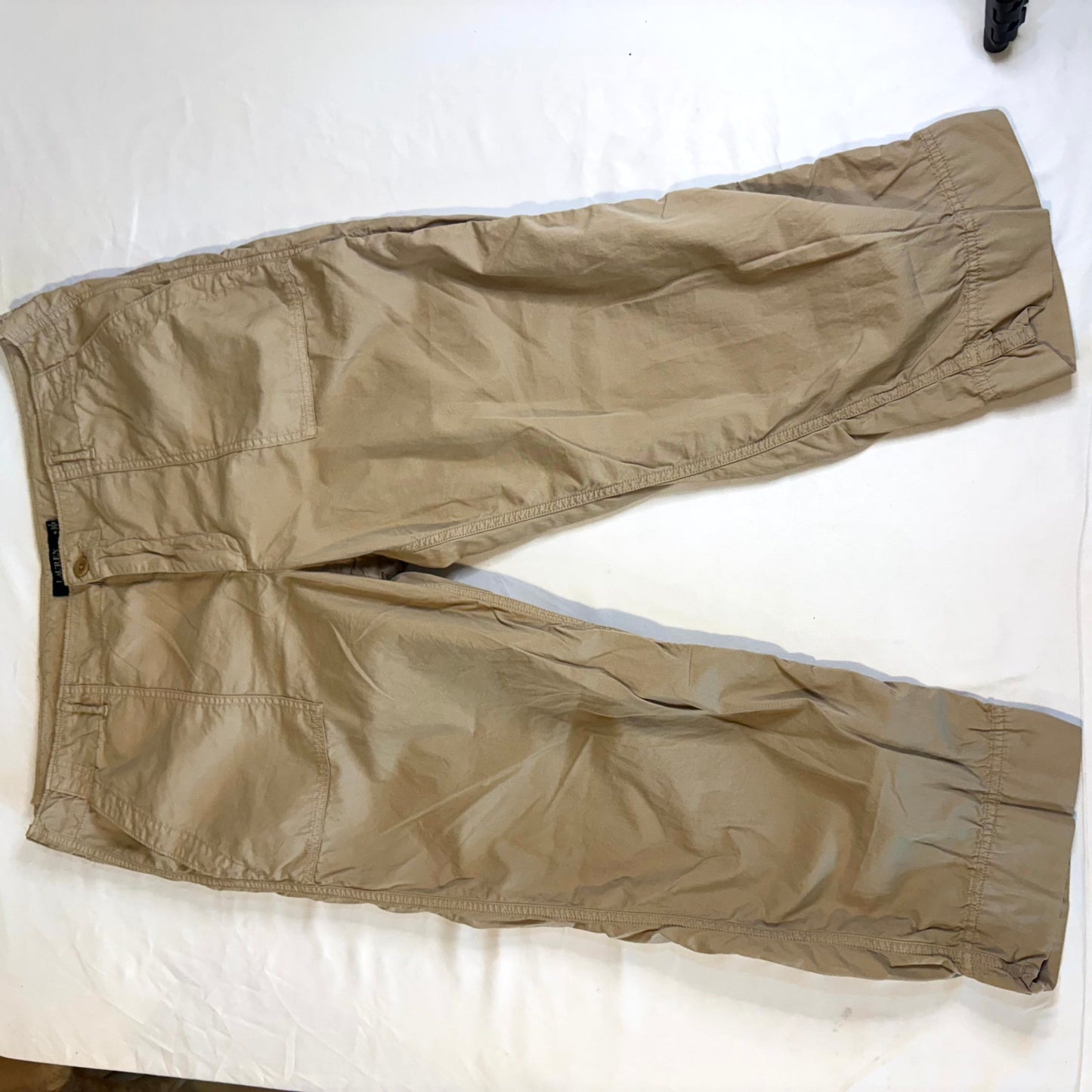 Lauren Ralph Lauren Women’s Pants Size 16 Beige Cargo Capri Cropped Casual Cotton