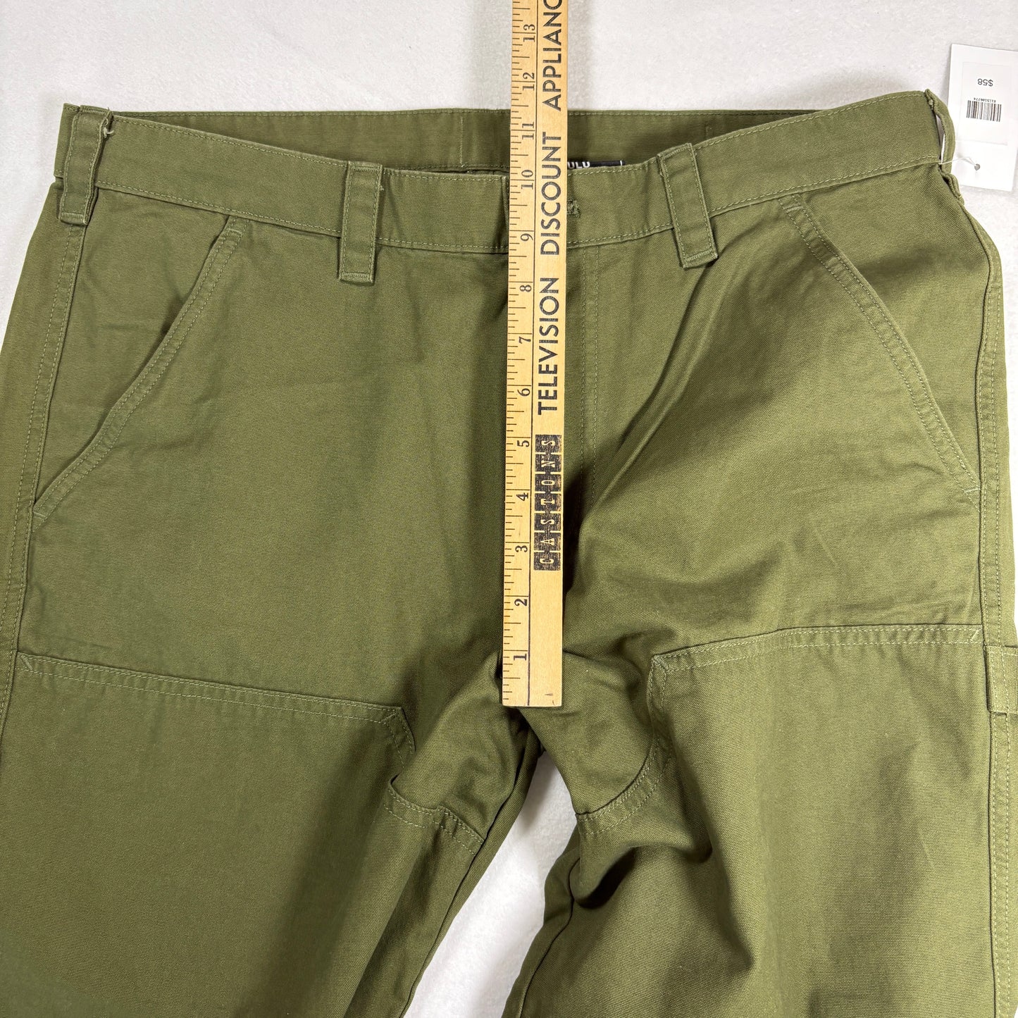 The OLU Brand Mens Pants Olive Green Carpenter Workwear Straight Leg Utility M
