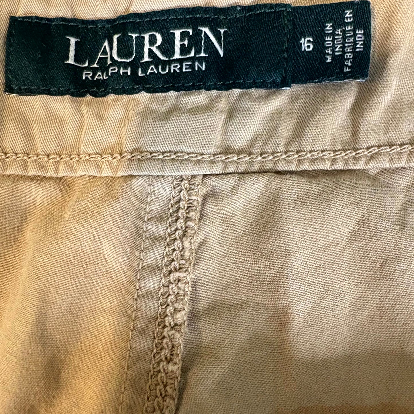 Lauren Ralph Lauren Women’s Pants Size 16 Beige Cargo Capri Cropped Casual Cotton