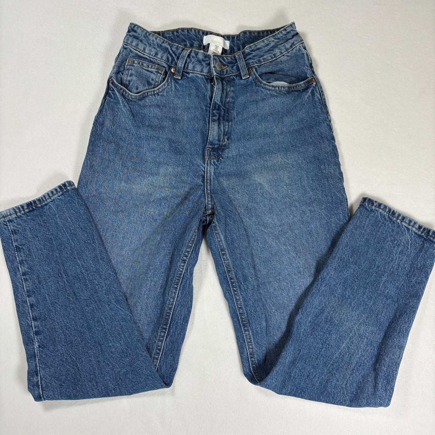 H&M Womens Jeans Size 6 High Rise Straight Leg Blue Denim Vintage 90s Y2K Grunge