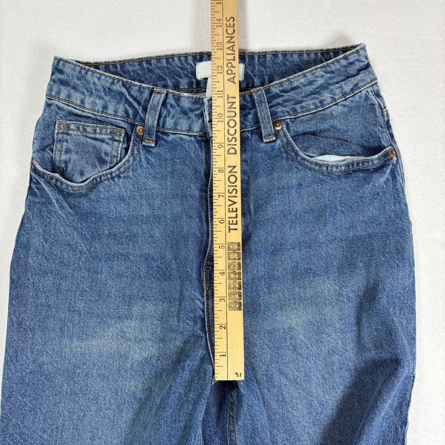 H&M Womens Jeans Size 6 High Rise Straight Leg Blue Denim Vintage 90s Y2K Grunge