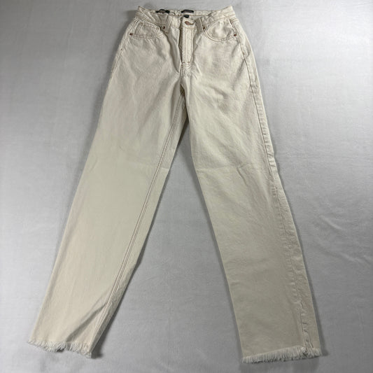 Wild Fable High Rise Straight Jeans Womens 2 Cream Frayed Hem Raw Edge