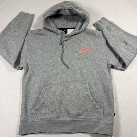 Nike SB Mens Hoodie Small Gray Pink Dog Graphic Skate Pullover Sweatshirt