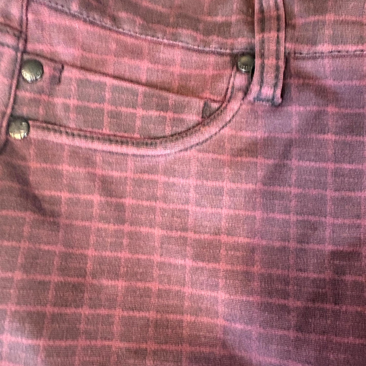 Liverpool Jeans Company Women’s Pants 10/30 Red Black Plaid Skinny Stretch Denim