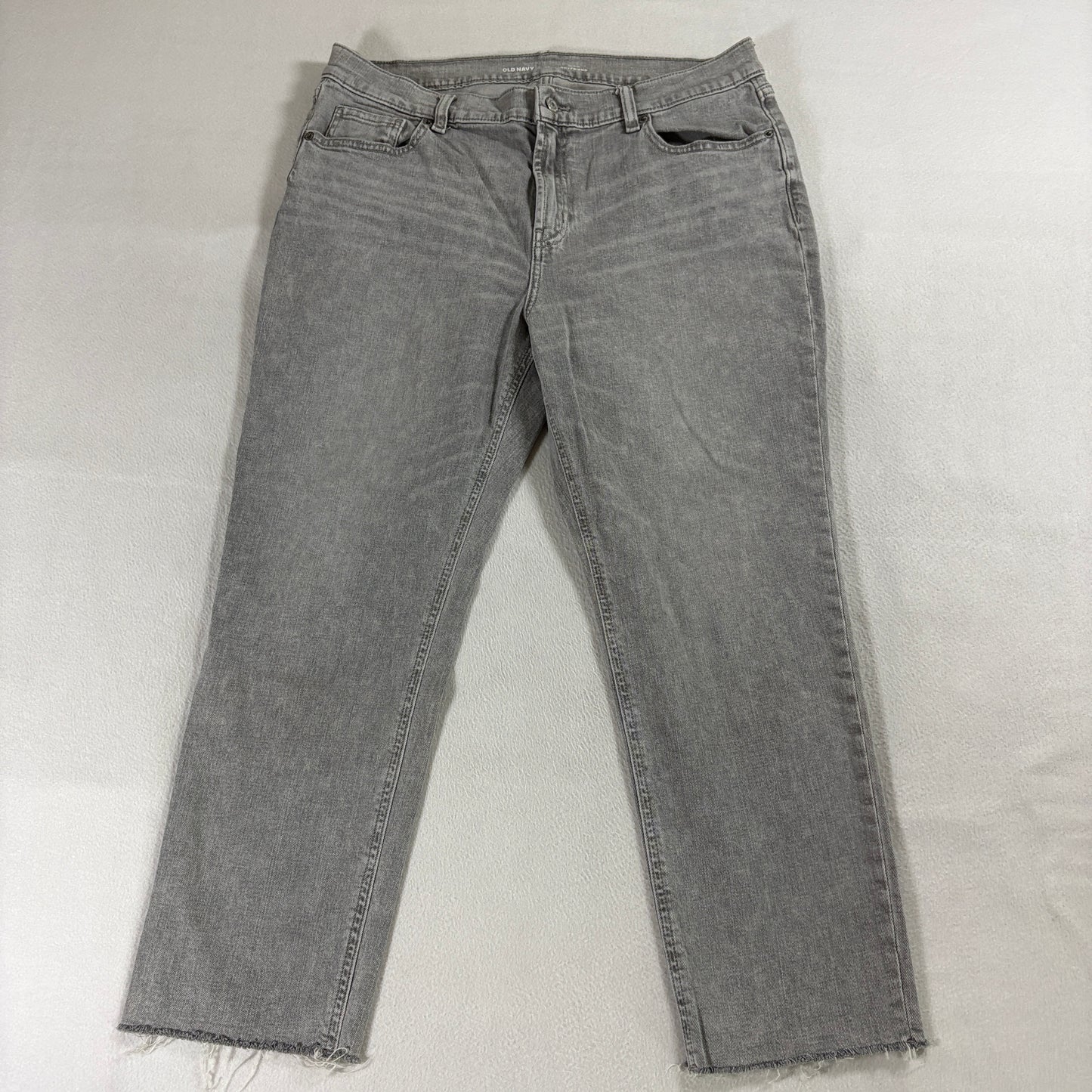 Boyfriend Mid Rise Jeans Old Navy Tag 12 Fits Like 33X25 Gray Raw Hem Stretch