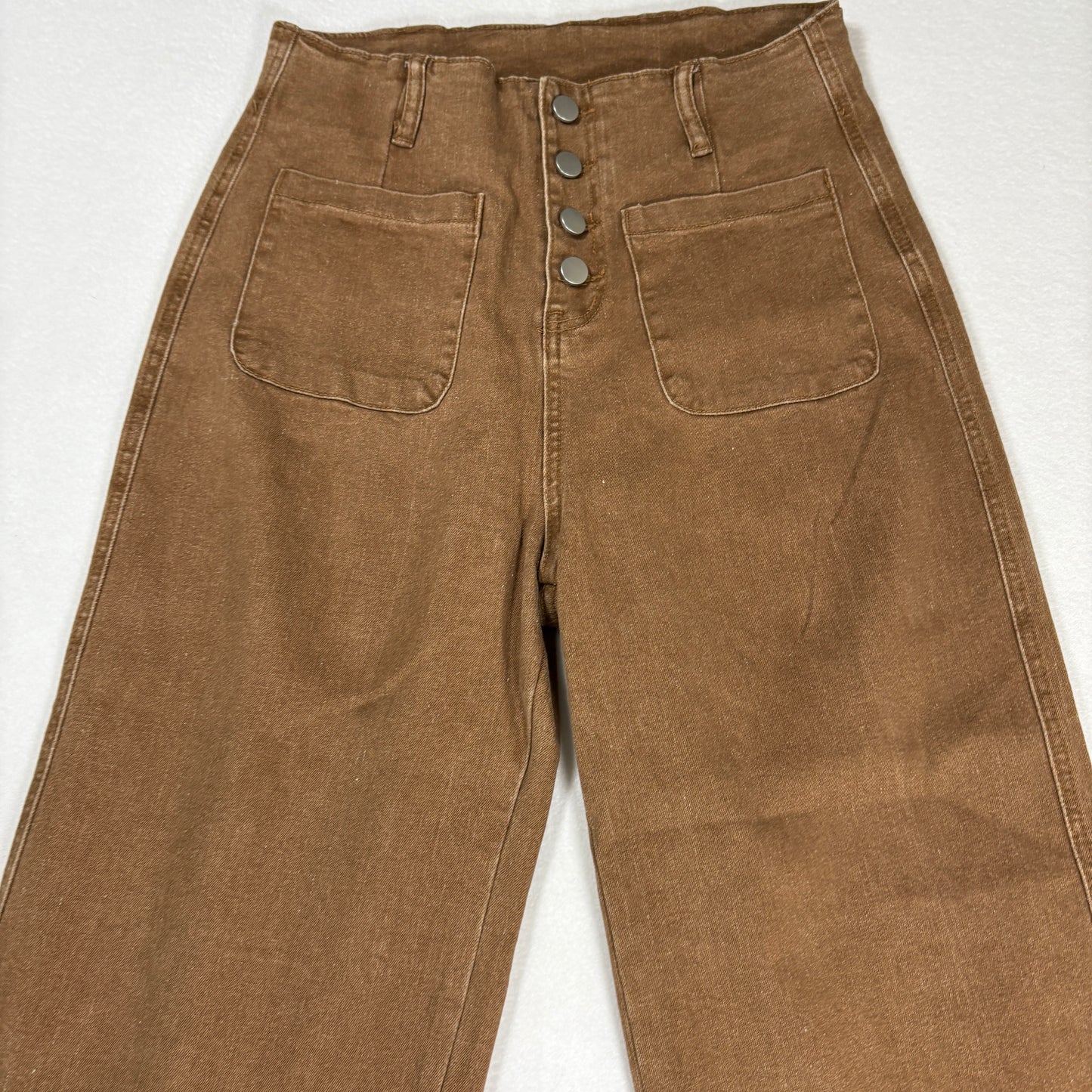 Womens Brown High Rise Jeans Size 8 Y2K 90s Button Fly Straight Denim Stretch