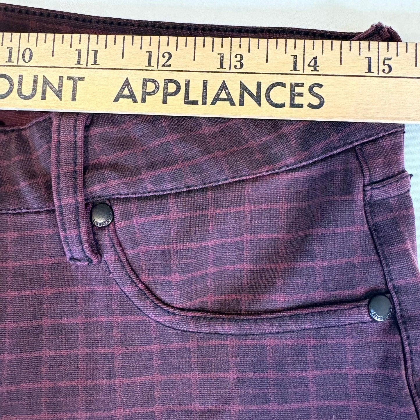 Liverpool Jeans Company Women’s Pants 10/30 Red Black Plaid Skinny Stretch Denim