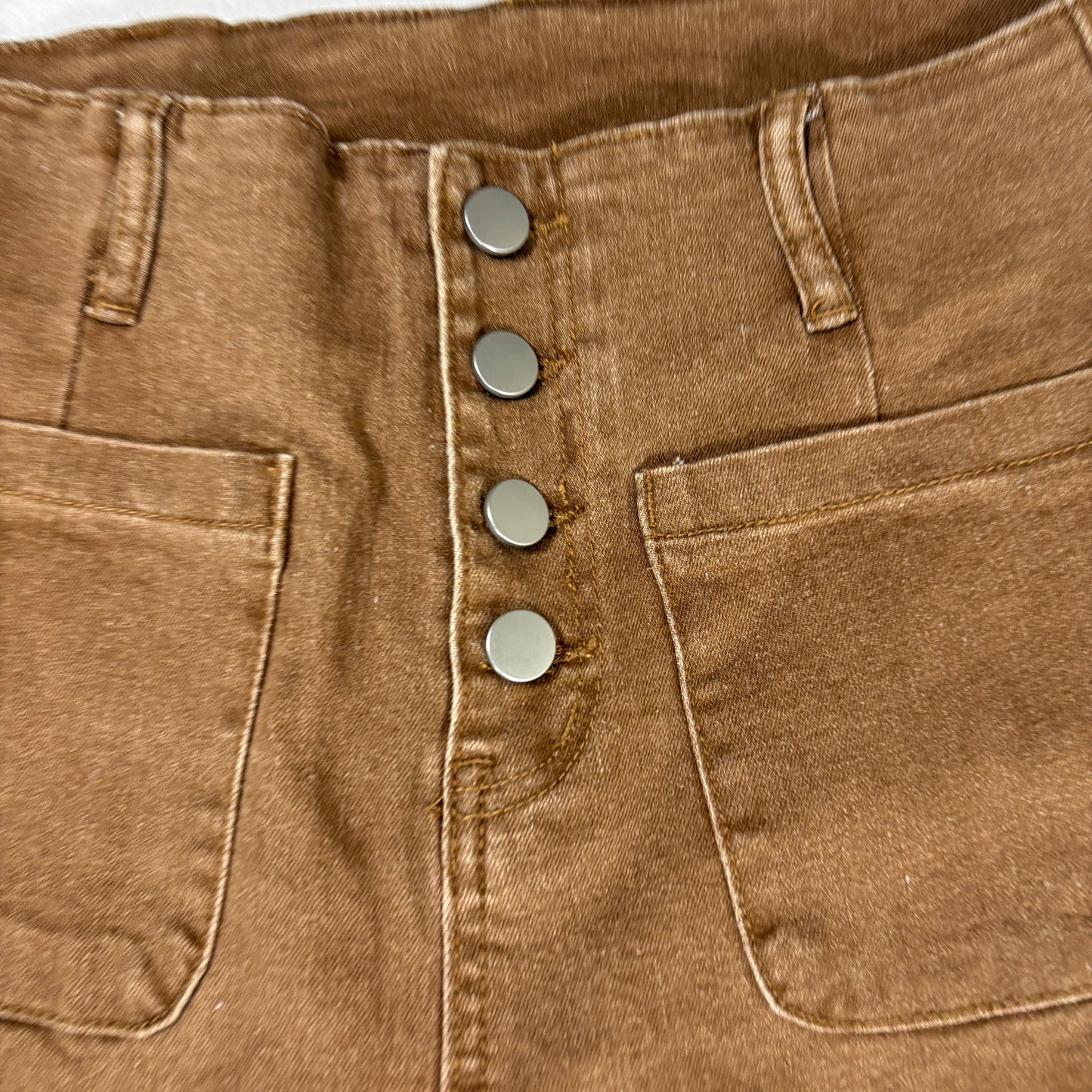 Womens Brown High Rise Jeans Size 8 Y2K 90s Button Fly Straight Denim Stretch