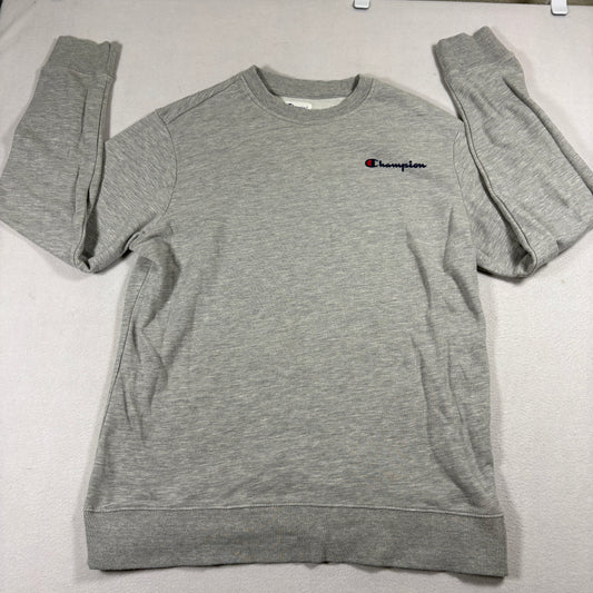Champion Mens Gray Crewneck Sweatshirt Size M Small Logo Minimalist Pullover