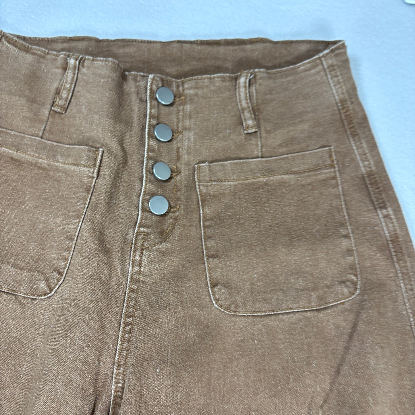 Womens Brown High Rise Jeans Size 8 Y2K 90s Button Fly Straight Denim Stretch