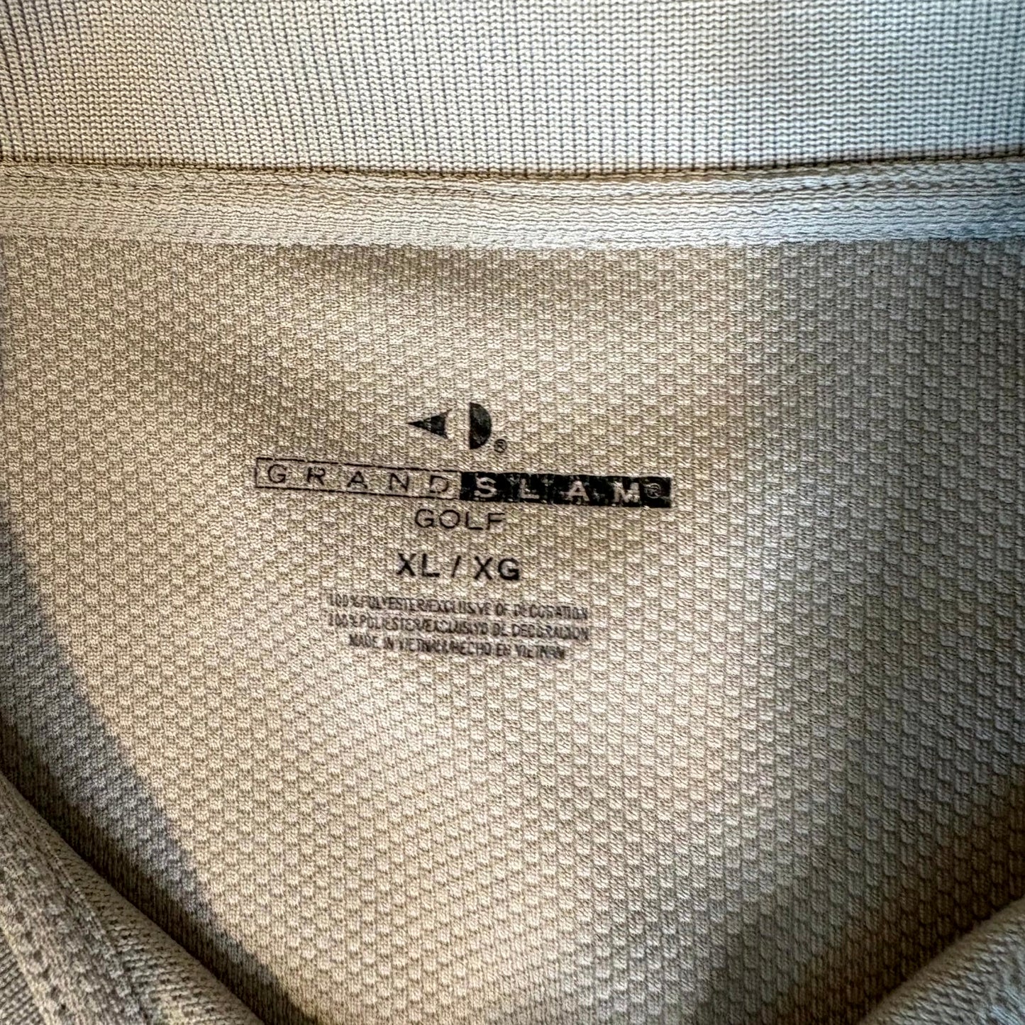 Grand Slam Golf Men’s Long Sleeve Performance Polo XL Beige Tan 100% Polyester