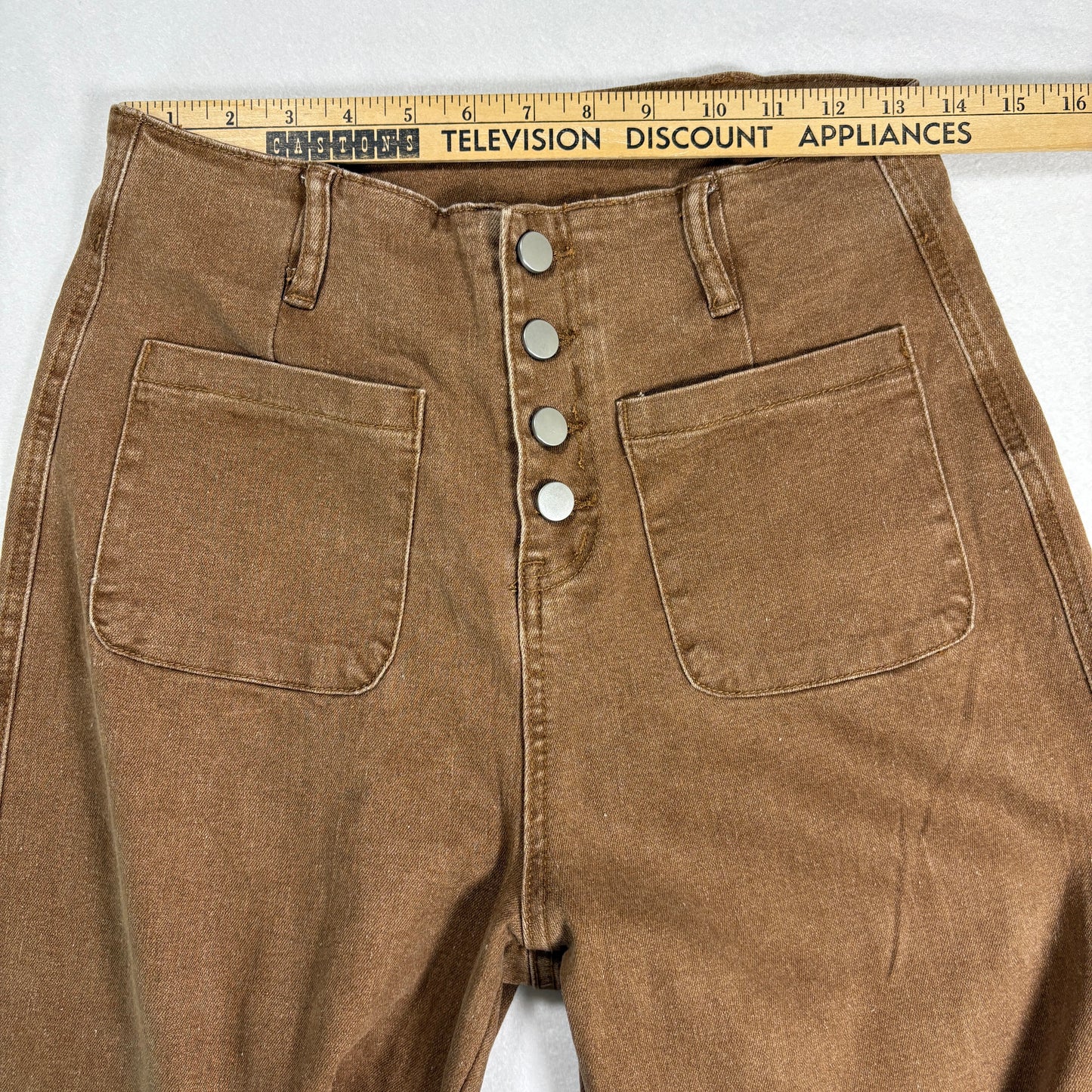 Womens Brown High Rise Jeans Size 8 Y2K 90s Button Fly Straight Denim Stretch