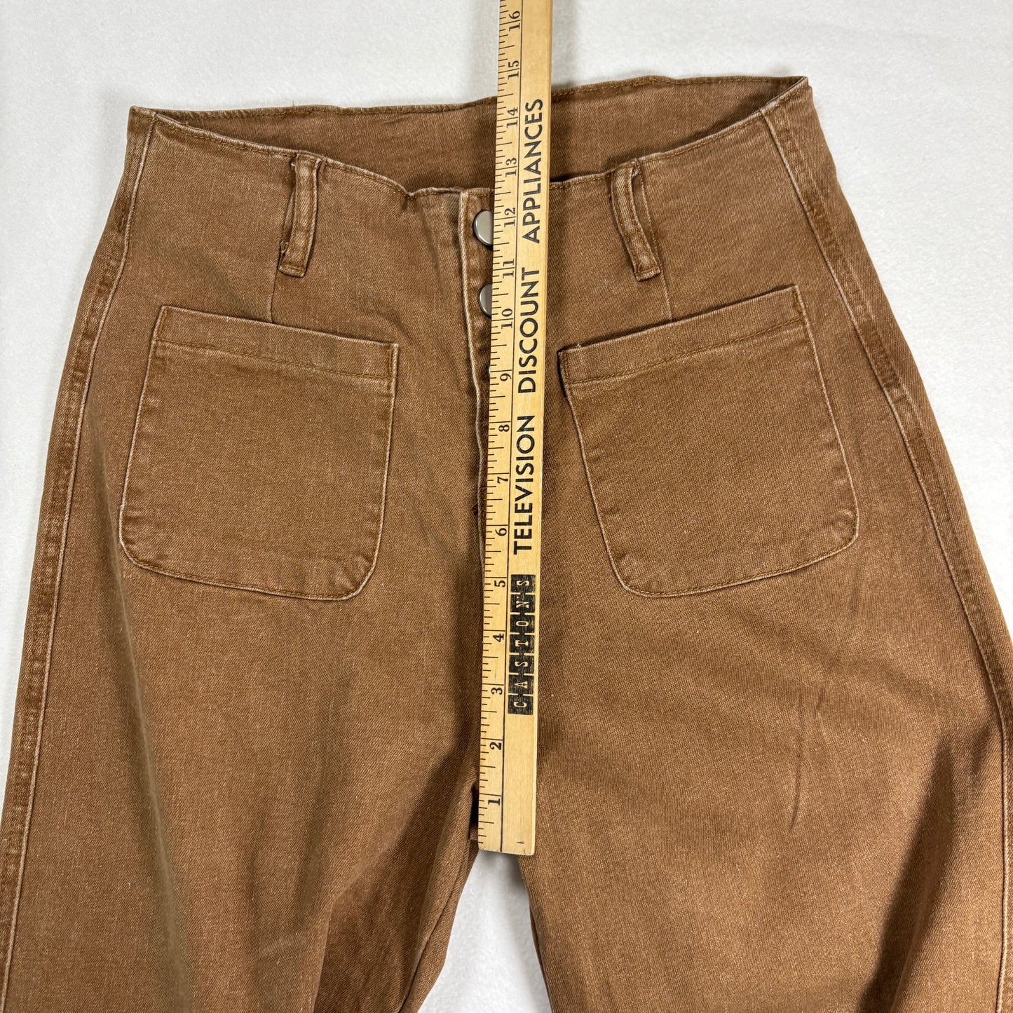 Womens Brown High Rise Jeans Size 8 Y2K 90s Button Fly Straight Denim Stretch