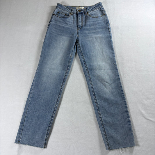 OAT New York Womens Straight Leg Jeans Light Wash Raw Hem Size 26 Y2K