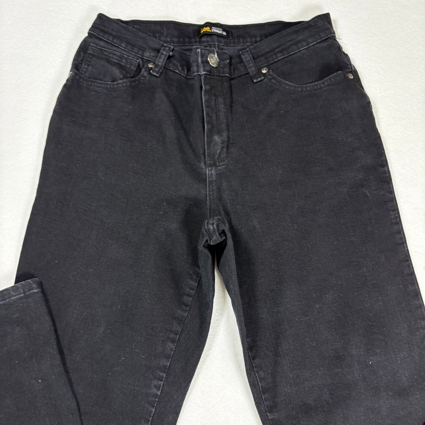 Womens Black Jeans Size 8 High Rise Straight Leg Y2K 90s Vintage Denim