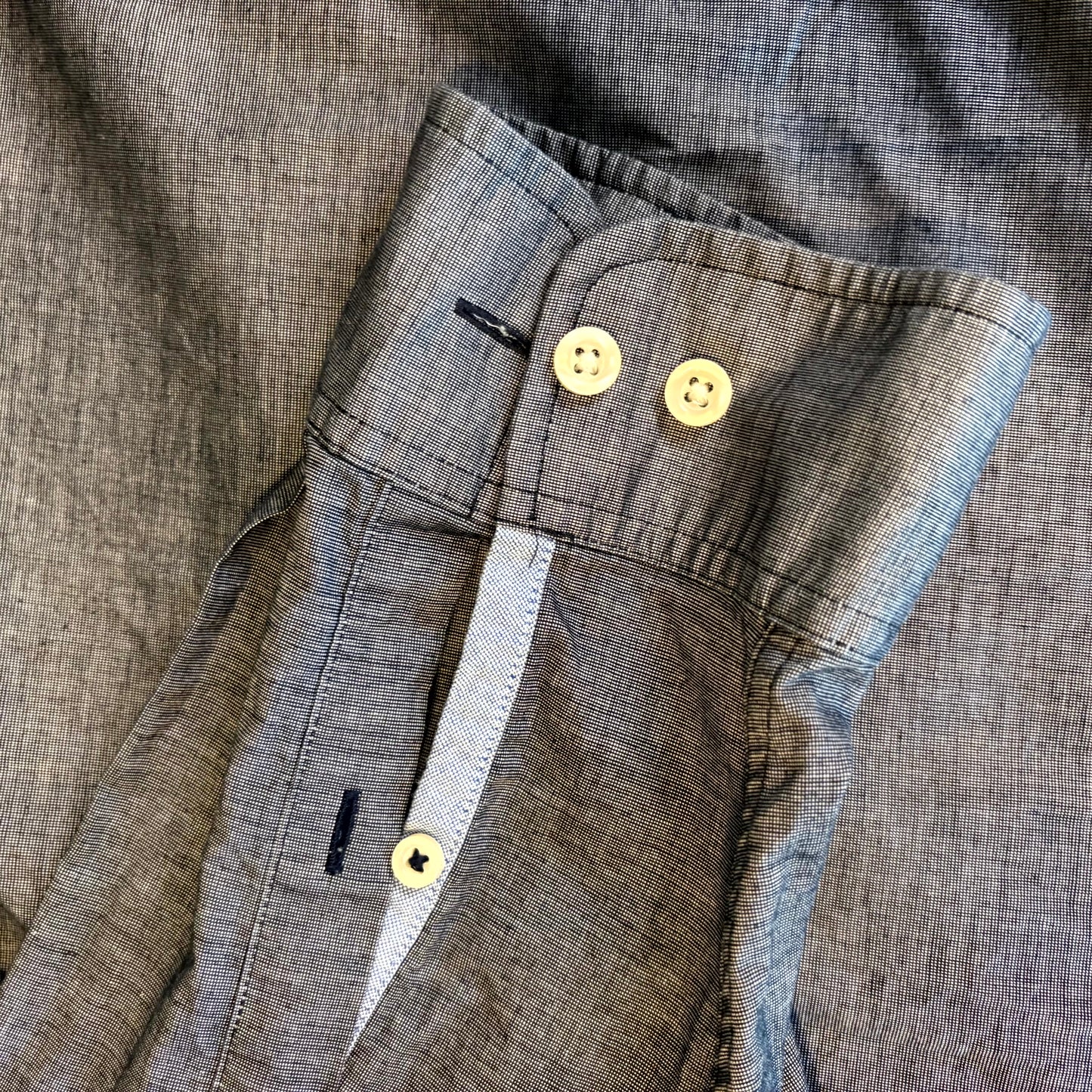 Tommy Hilfiger Men’s Button-Up Shirt Chambray Blue 3XL Long Sleeve Casual