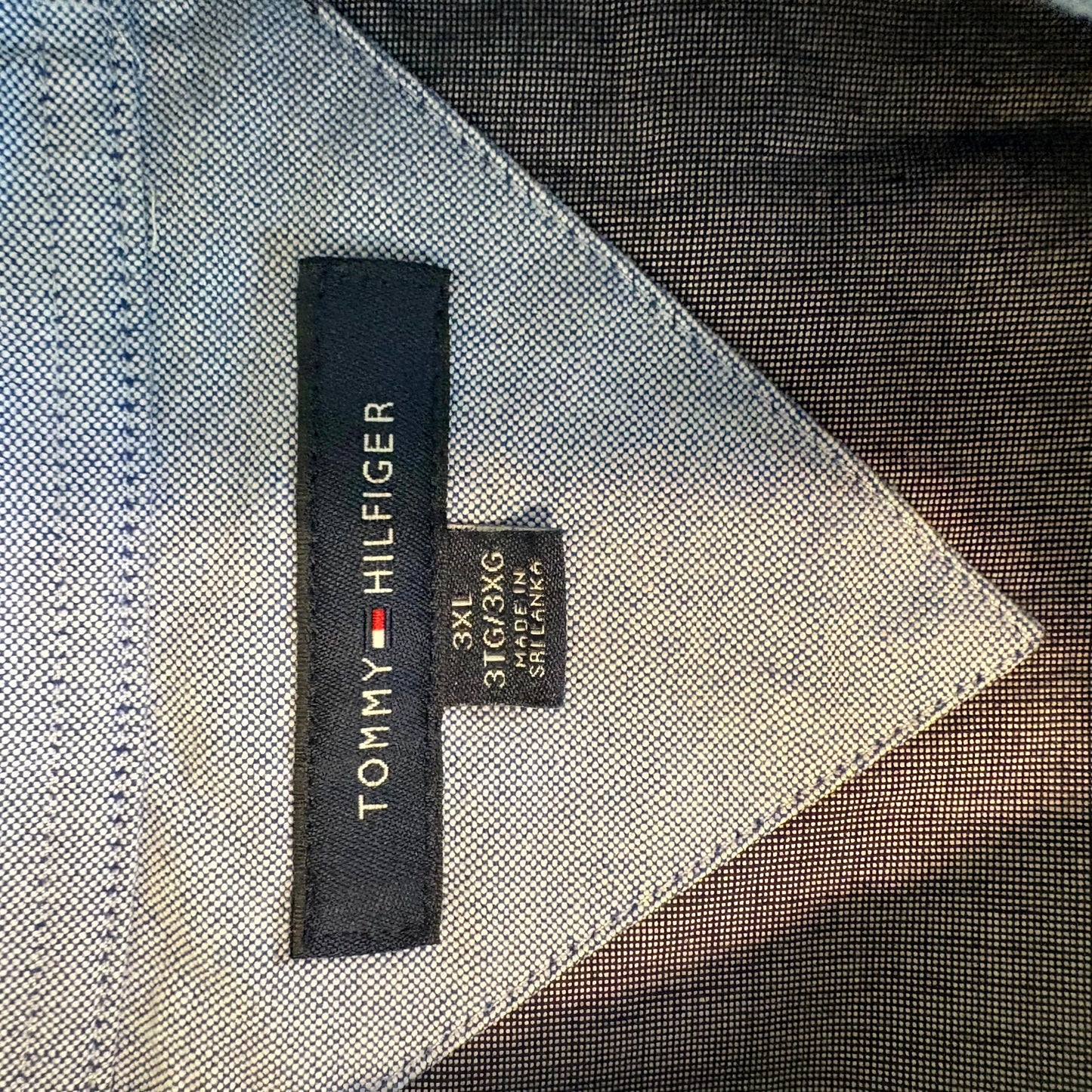 Tommy Hilfiger Men’s Button-Up Shirt Chambray Blue 3XL Long Sleeve Casual