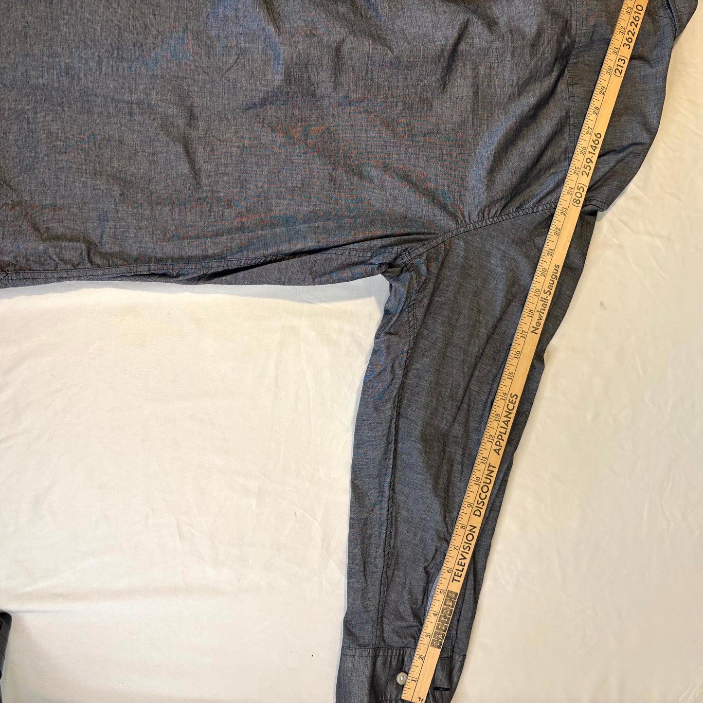 Tommy Hilfiger Men’s Button-Up Shirt Chambray Blue 3XL Long Sleeve Casual