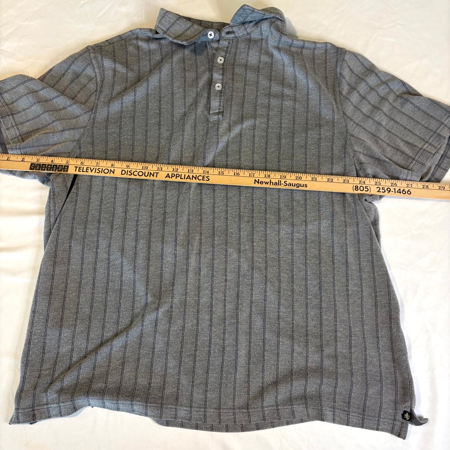 Nat Nast Luxury Originals Gray Pinstripe Polo Shirt Short Sleeve Men’s XL Rayon Blend