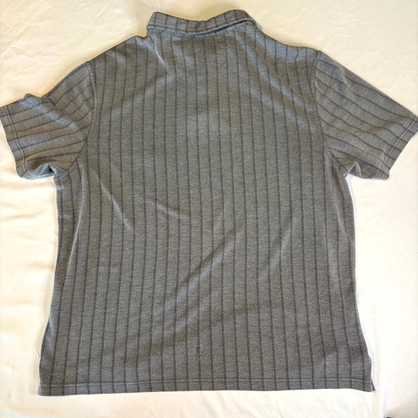 Nat Nast Luxury Originals Gray Pinstripe Polo Shirt Short Sleeve Men’s XL Rayon Blend