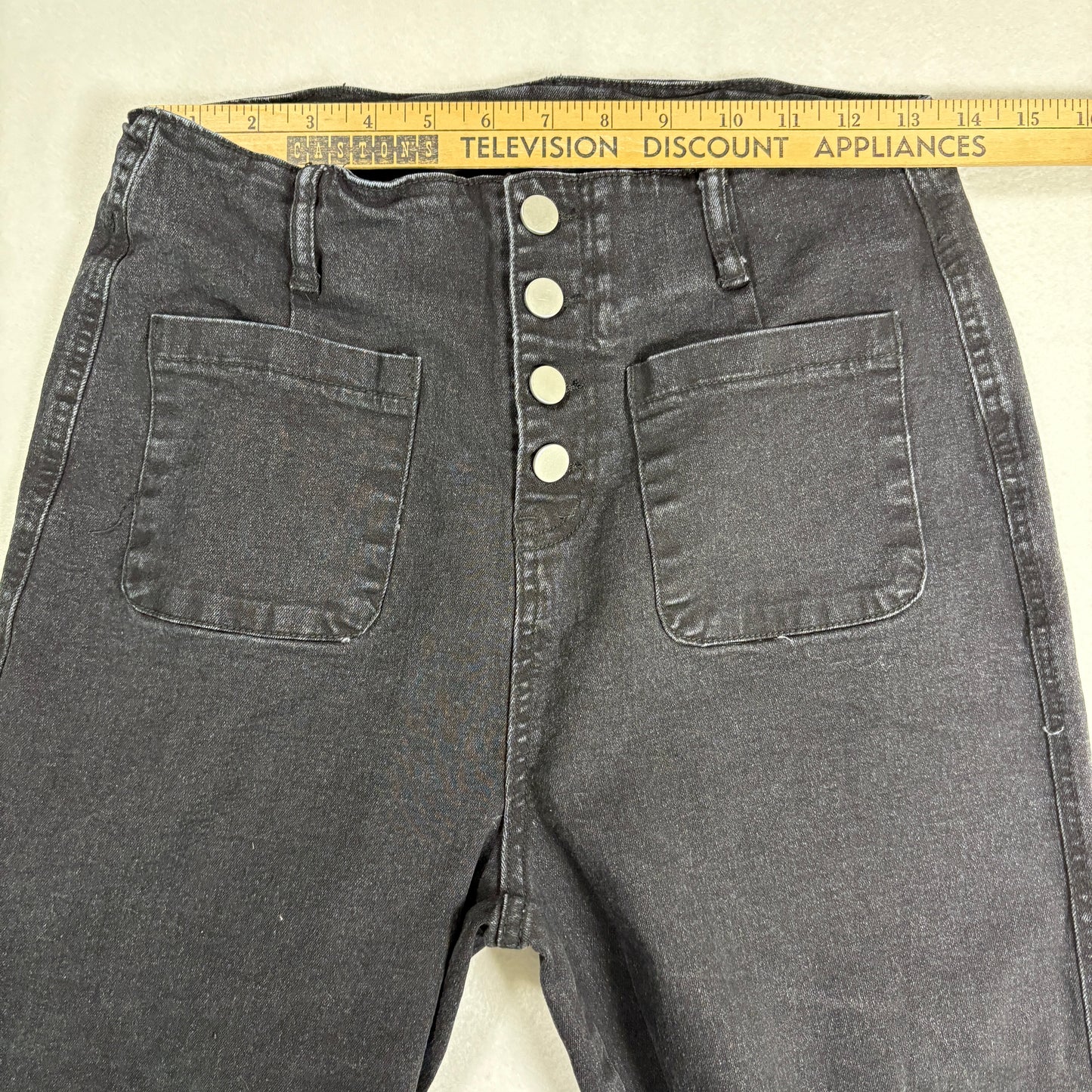 Womens Black High Rise Jeans Size 8 Straight Leg Button Fly Y2K 90s Denim